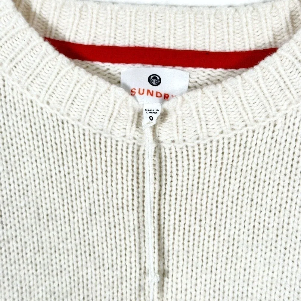 Sundry Loose Fitting White & Black Heart on Elbow Knit Sweater 0 (XS) NWT $195 - Picture 8 of 9